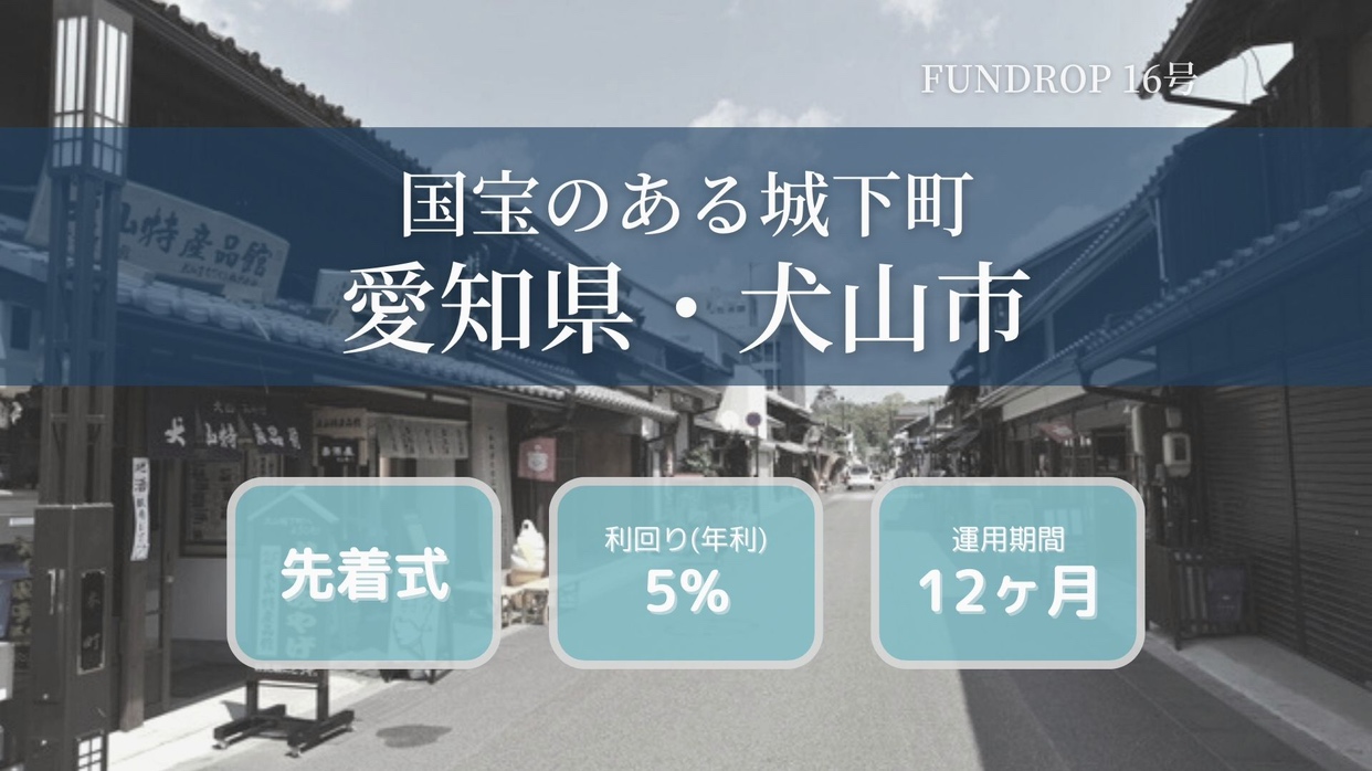 FUNDROP　16号「愛知県犬山市」賃料保証×再組成のファンドイメージ